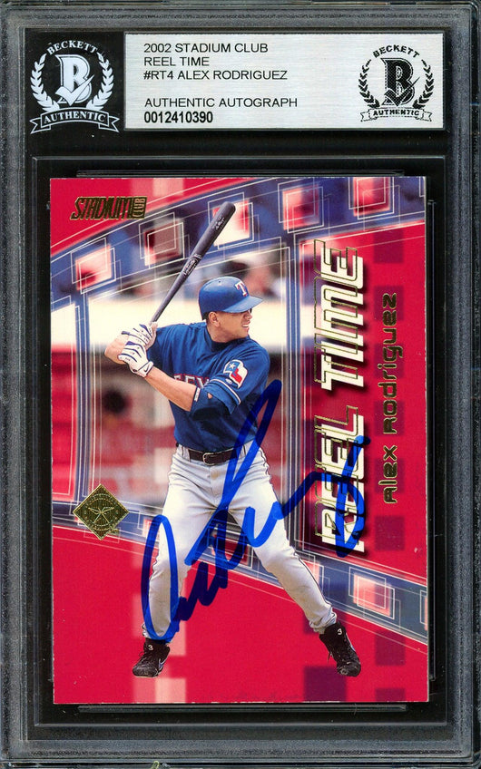 Alex Rodriguez Autographed 2001 Stadium Club Reel Time Card #RT4 Texas Rangers Beckett BAS #12410390