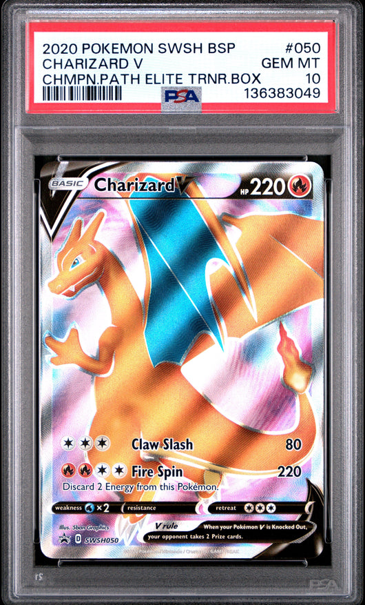 [PSA 10 - GEM MT] CHARIZARD V #050 - Chmpn.path Elite Trnr.box - Pokemon SWSH Black Star Promo (2020)
