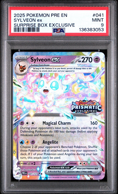 [PSA 9 - MINT] SYLVEON ex #041 - Surprise Box Exclusive - Prismatic Evolutions (2025)
