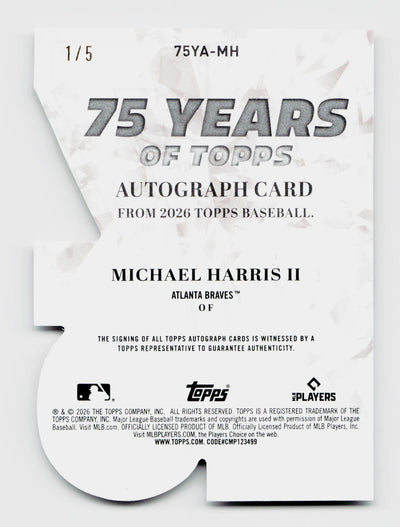 2026 Topps Michael Harris II 75 Years Auto Red Die-Cut SSP /5