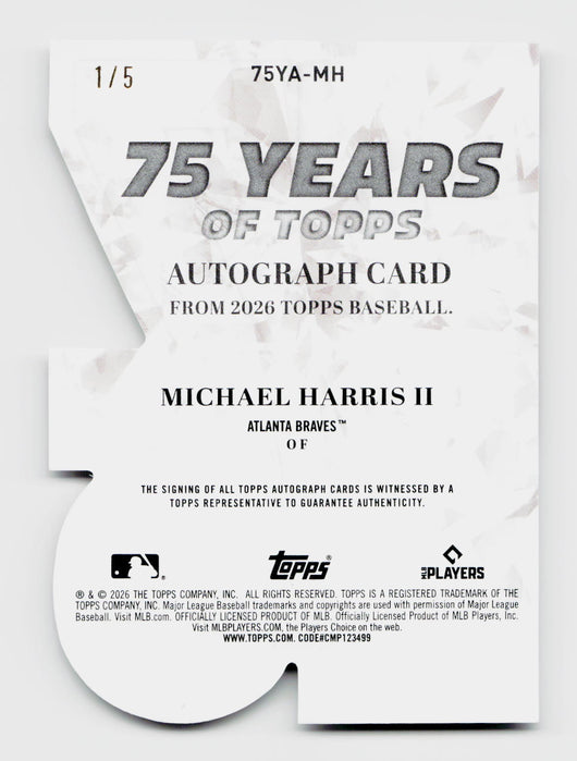 2026 Topps Michael Harris II 75 Years Auto Red Die-Cut SSP /5