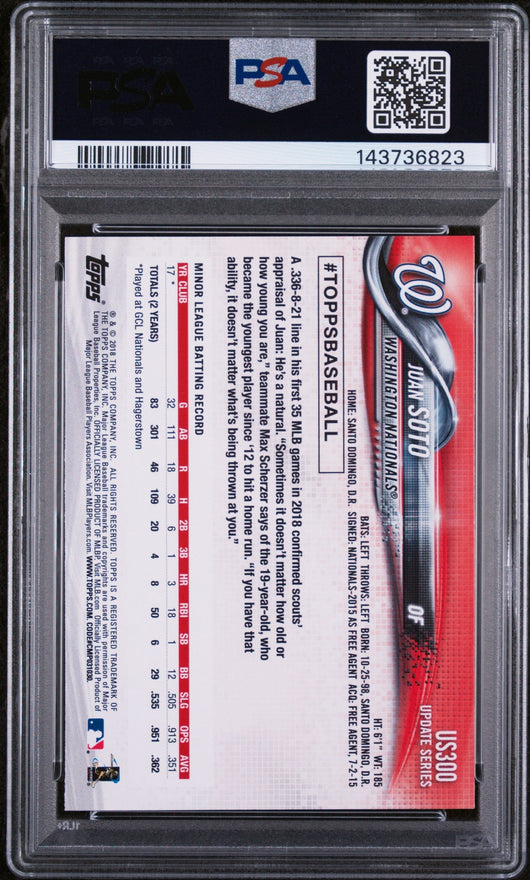 2018 Topps Update Variation, SP Juan Soto #US300A PSA 9