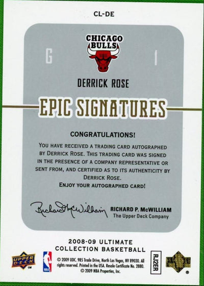 2008-09 Ultimate Collection Derrick Rose Century Legends Epic RC Auto
