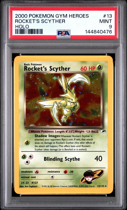 2000 Pokemon Gym Heroes Holo Rocket's Scyther #13 PSA 9