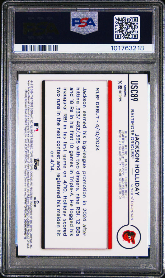 2024 Topps Chrome Update Aqua/Blue Lava Lamp Jackson Holliday #USC89 /175 PSA 10
