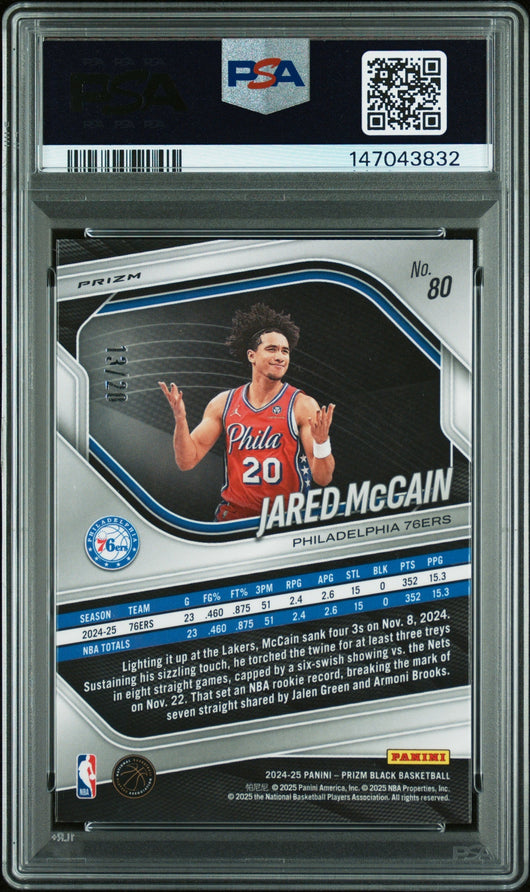 2024 Panini Prizm Black Cherry Blossom Jared Mccain #80 /20 PSA 10
