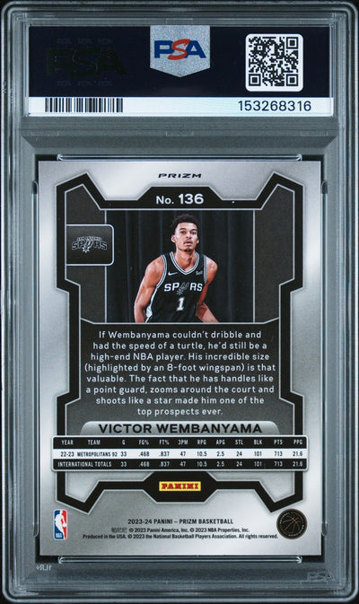 2023 Panini Prizm Silver Victor Wembanyama #136 PSA 9