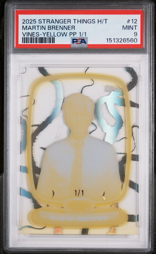 2025 Topps Stranger Things High Tek Vines-Yellow Printer Proof 1/1 Martin Brenner #12 PSA 9