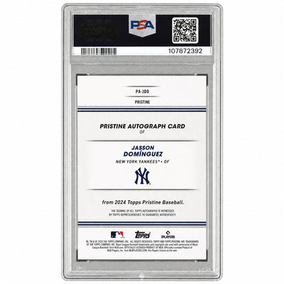 2024 Topps Pristine Pristine Autographs Autograph-Orange Pristine Jasson Dominguez #PAJDO /25 PSA 8