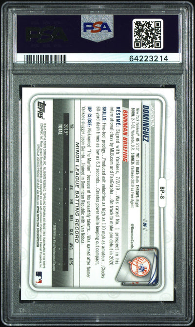 2020 Bowman Green Jasson Dominguez #BP8 /99 PSA 10