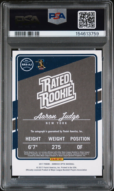 2017 Donruss Optic Rated Rookie Signature Aaron Judge #RRSAJ PSA 10