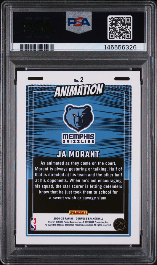 2024 Panini Donruss Animation Ja Morant #2 PSA 10