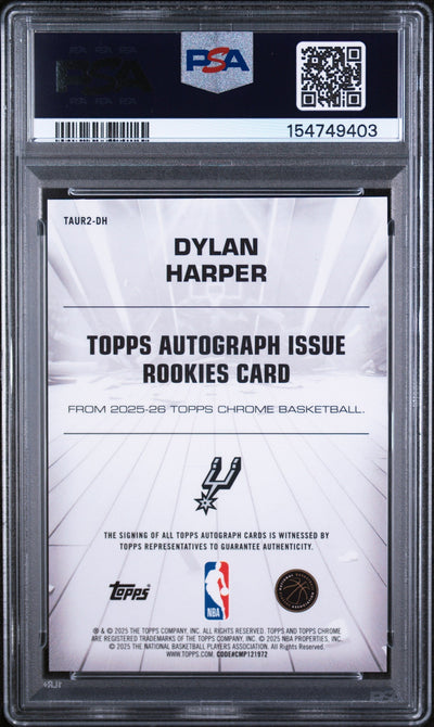 2025 Chrome Autograph Issue Rookies Green Refractors Dylan Harper #TAUR2DH /99 PSA 9