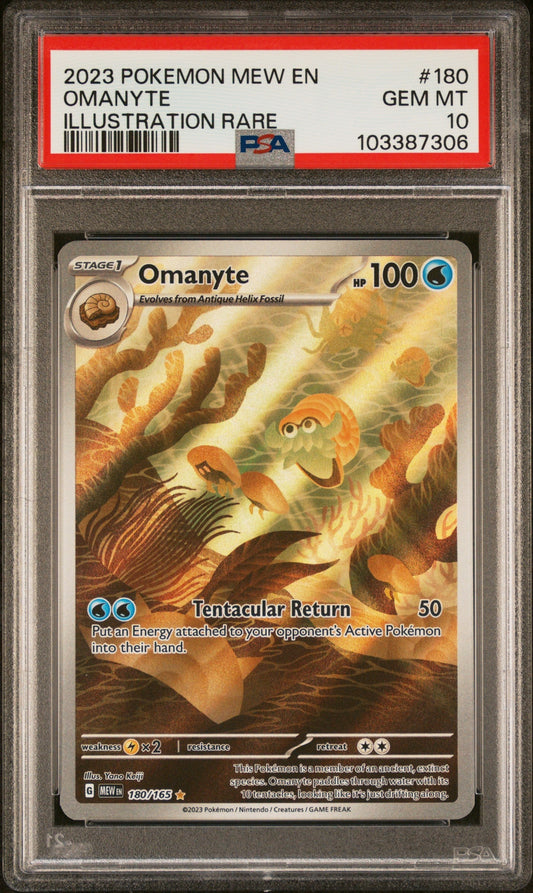 2023 Pokemon Scarlet and Violet 151 Illustration Rare Omanyte #180 PSA 10
