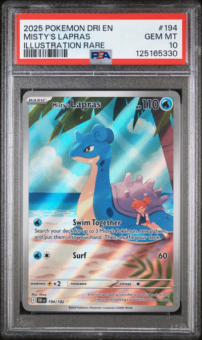 2025 Pokemon Scarlet and Violet Destined Rivals Illustration Rare Misty's Lapras #194 PSA 10