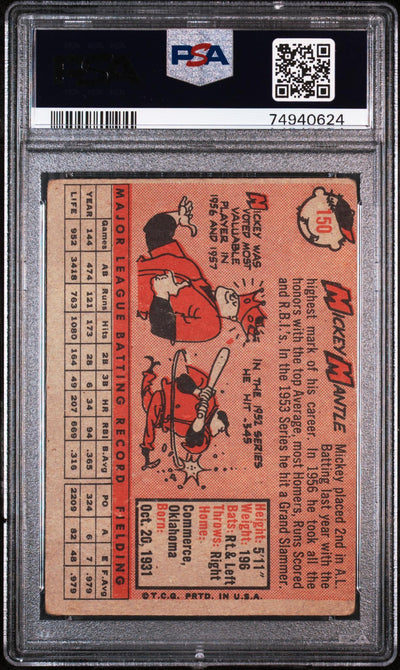 1958 Topps Mickey Mantle #150 PSA 2