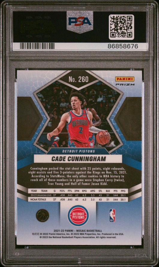 2021 Panini Mosaic White Sparkle Cade Cunningham #260 PSA 10