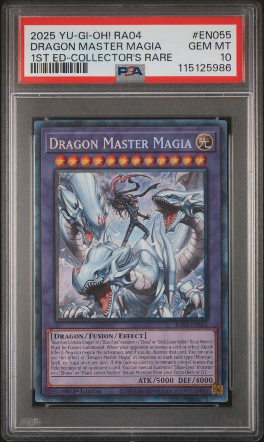 2025 Yu-Gi-Oh! Ra04-Quarter Century Stampede 1st Edition-Collector's Rare Dragon Magia Master #EN055 PSA 10
