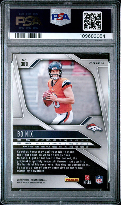2024 Panini Prizm Orange Ice Bo Nix #309 PSA 10