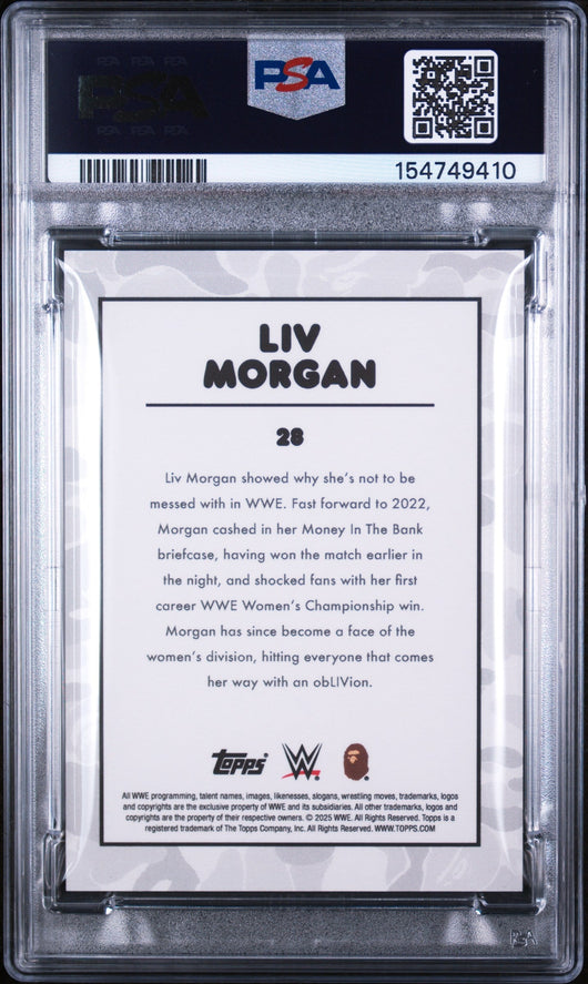 2025 Topps WWE X Bape Black & White Camo Foil Liv Morgan #28 /50 PSA 10