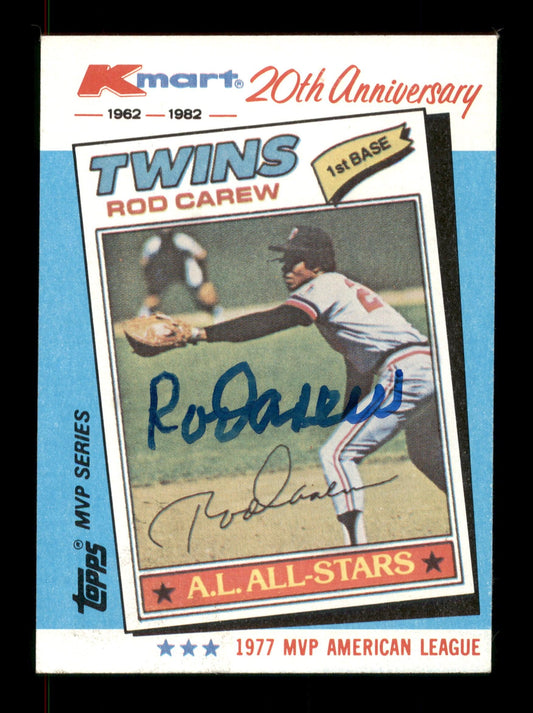 Rod Carew Autographed 1982 Topps K-Mart Card #31 Minnesota Twins SKU #186609