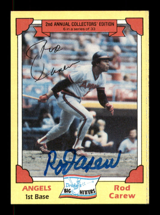 Rod Carew Autographed 1982 Topps Drakes Card #6 California Angels SKU #186613