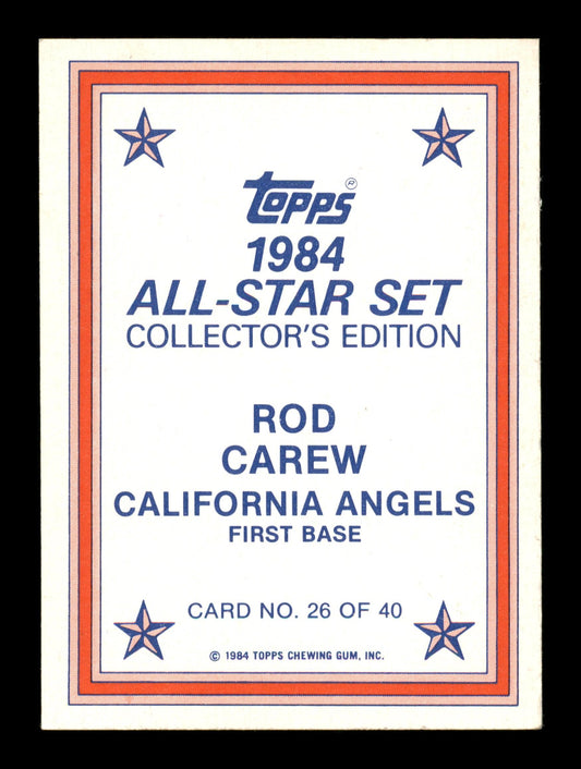 Rod Carew Autographed 1984 Topps All Star Set Card #26 California Angels SKU #186672