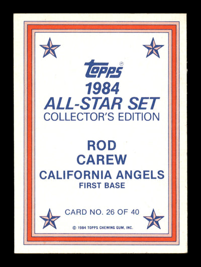 Rod Carew Autographed 1984 Topps All Star Set Card #26 California Angels SKU #186672
