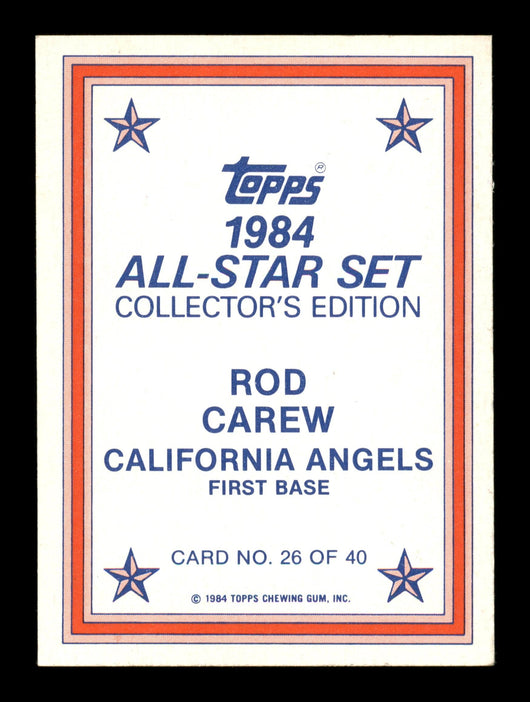Rod Carew Autographed 1984 Topps All Star Set Card #26 California Angels SKU #186672