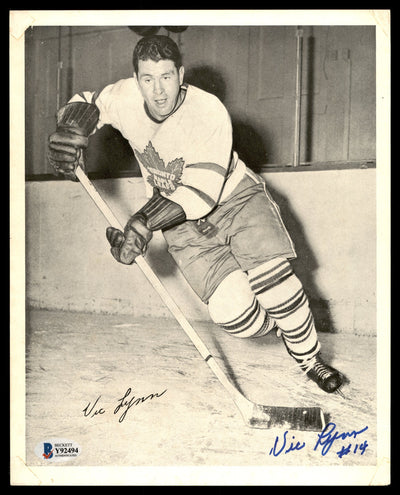 Vic Lynn Autographed 1945-54 Quaker Oats 8x10 Photo Toronto Maple Leafs Beckett BAS #Y92494