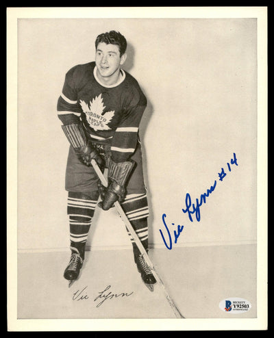 Vic Lynn Autographed 1945-54 Quaker Oats 8x10 Photo Toronto Maple Leafs Beckett BAS #Y92503