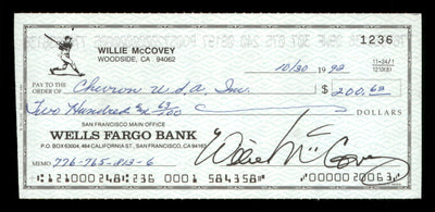 Willie McCovey Autographed 2.75x6 Check San Francisco Giants 1236 SKU #201479