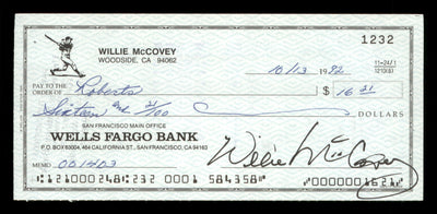 Willie McCovey Autographed 2.75x6 Check San Francisco Giants 1232 SKU #201482