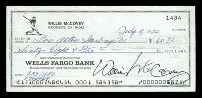 Willie McCovey Autographed 2.75x6 Check San Francisco Giants 1434 SKU #201489
