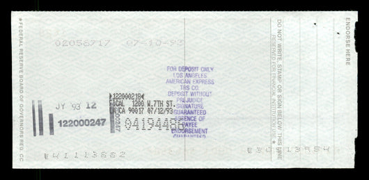 Willie McCovey Autographed 2.75x6 Check San Francisco Giants 1428 SKU #201495