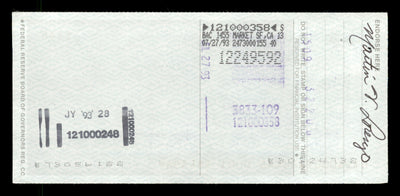 Willie McCovey Autographed 2.75x6 Check San Francisco Giants 1446 SKU #201497