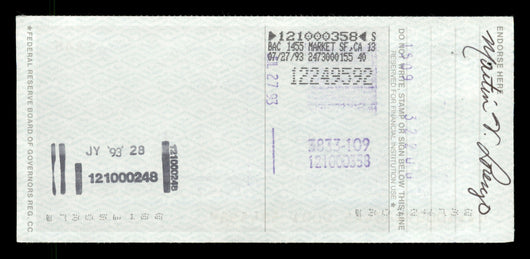 Willie McCovey Autographed 2.75x6 Check San Francisco Giants 1446 SKU #201497