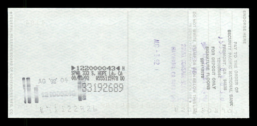 Willie McCovey Autographed 2.75x6 Check San Francisco Giants 1184 SKU #201499