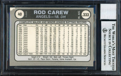 Rod Carew Autographed 1981 Fleer Sticker Card #40 California Angels Auto Grade 10 Beckett BAS #12511103