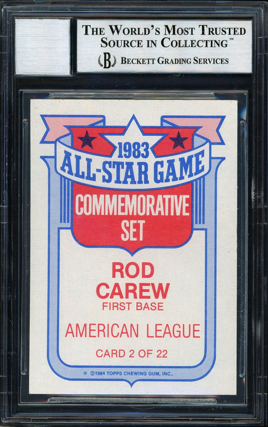 Rod Carew Autographed 1984 Topps All Star Set Card #2 California Angels Auto Grade 10 Beckett BAS #12510570