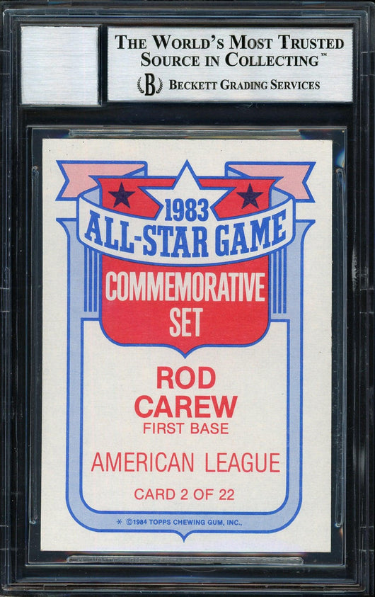 Rod Carew Autographed 1984 Topps All Star Set Card #2 California Angels Auto Grade 10 Beckett BAS #12510570