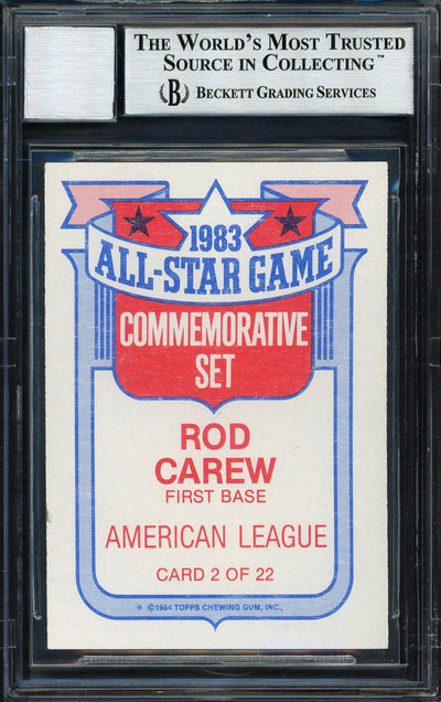 Rod Carew Autographed 1984 Topps All Star Set Card #2 California Angels Auto Grade 10 Beckett BAS #12510571