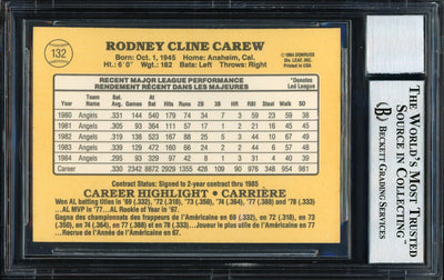 Rod Carew Autographed 1985 Leaf Card #132 California Angels Auto Grade 10 Beckett BAS #12510720