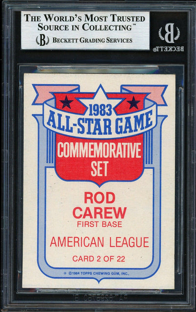 Rod Carew Autographed 1984 Topps All Star Set Card #2 California Angels Beckett BAS #12511930