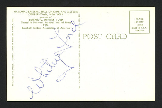 Whitey Ford Autographed HOF Plaque Postcard New York Yankees Lot of 5 Signed on Back SKU #161002