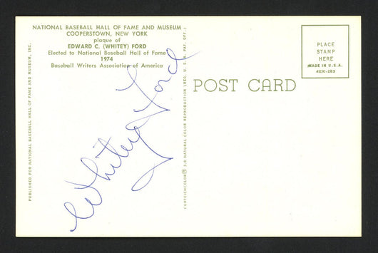 Whitey Ford Autographed HOF Plaque Postcard New York Yankees Lot of 5 Signed on Back SKU #161002