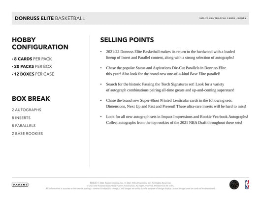 2021-22 Panini Donruss Elite Basketball Hobby Box