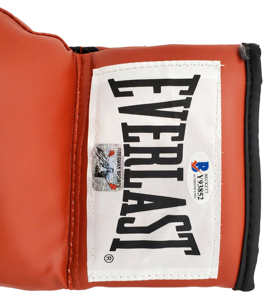 Mike Tyson Autographed Red Everlast Boxing Glove LH Signed In Black Beckett BAS Stock #182690
