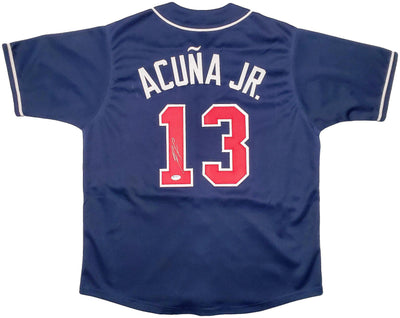 Atlanta Braves Ronald Acuna Jr. Autographed Blue Jersey Beckett BAS Stock #196954