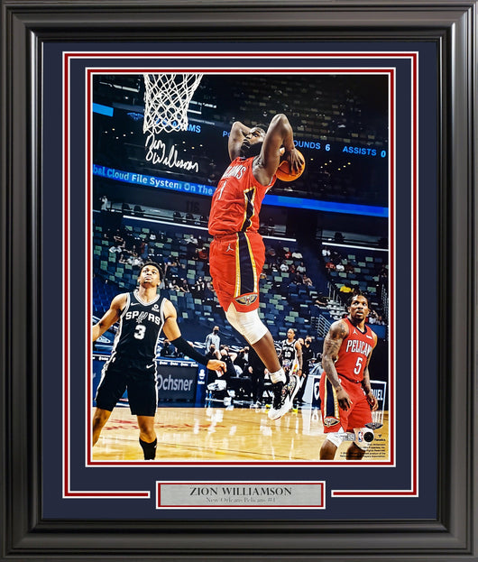 Zion Williamson Autographed Framed 16x20 Photo New Orleans Pelicans Fanatics Holo Stock #201282